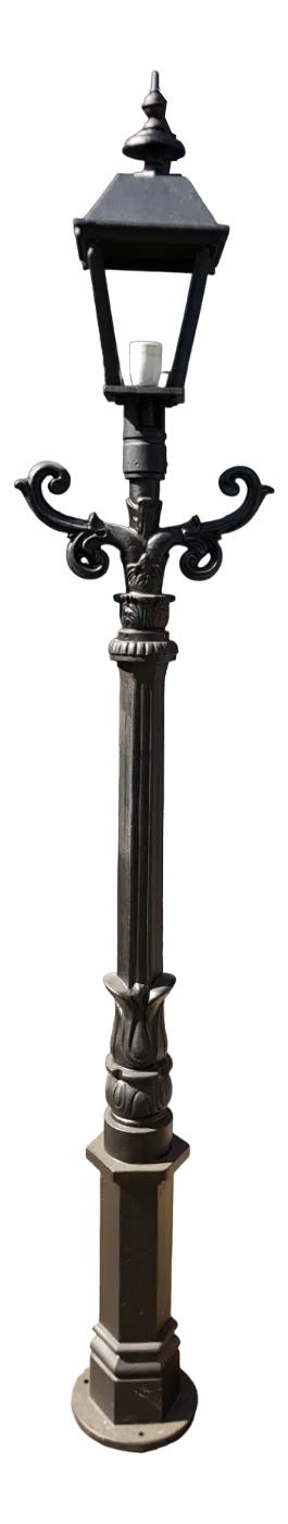 Cast Iron Lamp Post with Square Cast Iron Lantern