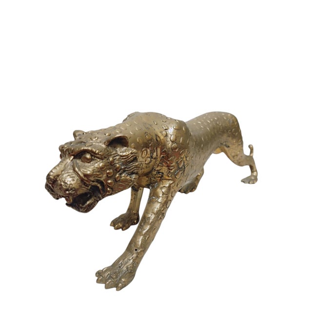 Gold Vintage Brass-Toned Leopard Sculpture, 1960s For Sale - Image 8 of 13