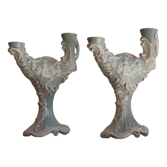 Baroque Ceramic Pieces in Capodimonte Ceramic, 1950s, Set of 5 For Sale