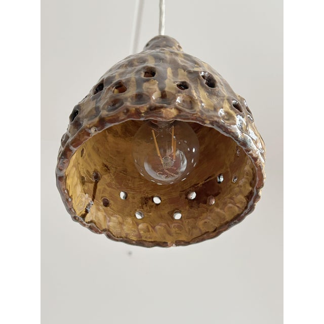 Brutalist Artisanal Danish Ceramic Pendant Lamp, 1960s For Sale - Image 6 of 9