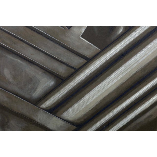 1980s Dan Poole Deco Panel Signed 1984 Acrylic Contemporary Painting on Canvas Framed For Sale - Image 5 of 9