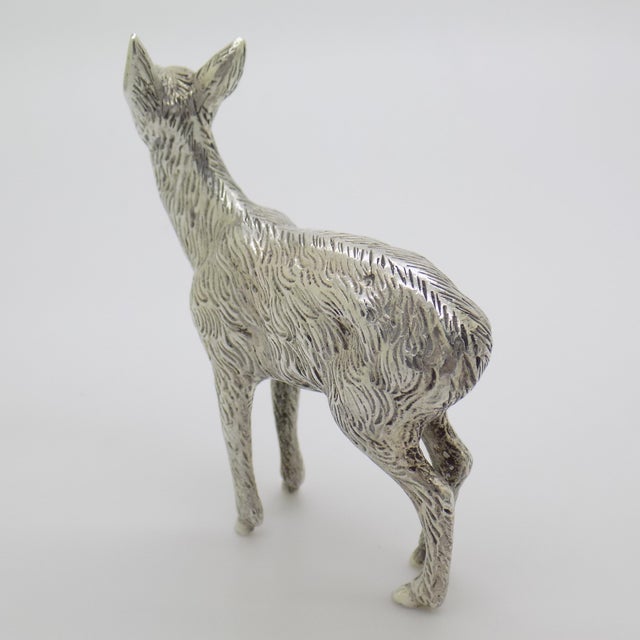1950s Vintage Italian Handmade Genuine Silver Deer / Fawn Figurine Rare Solid Statue For Sale - Image 5 of 11