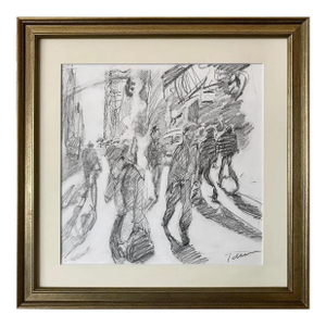 Original Drawing "Figures Time Square New York “ by Tom Christopher