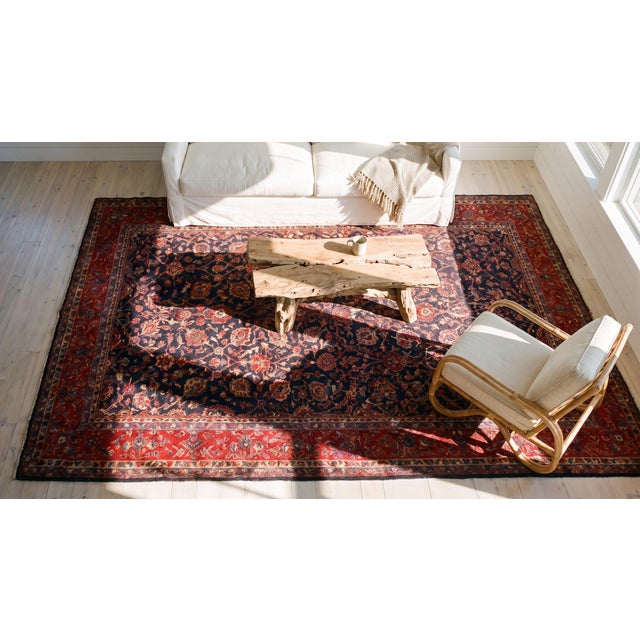 Fabulous Navy Blue and Red Color With Unique Florid Design Sarouk Rug For Sale - Image 11 of 13