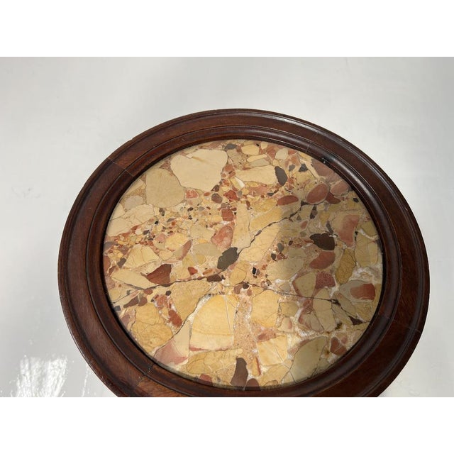 Napoleon III Style Pedestal Table in Walnut and Marble For Sale - Image 6 of 11