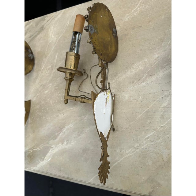 Brass Set of Three Vintage Metal Sunburst Sconces With Mirrors For Sale - Image 8 of 9