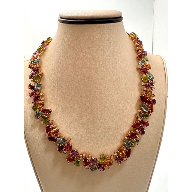 2000 - 2009 Multi Colored Gemstone Diamond Rainbow Necklace By H. Stern, 18K Yellow Gold 89g For Sale - Image 5 of 18