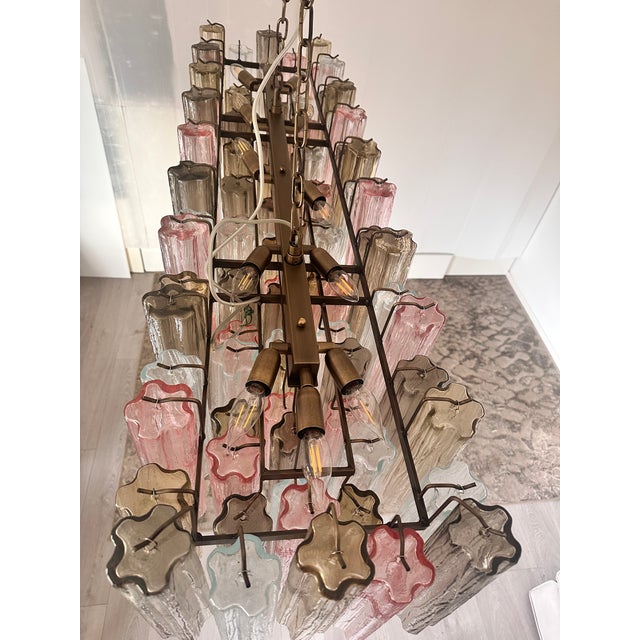Contemporary Huge Rectangular "Tronchi" Murano Glass Burnished Chandelier For Sale - Image 9 of 10