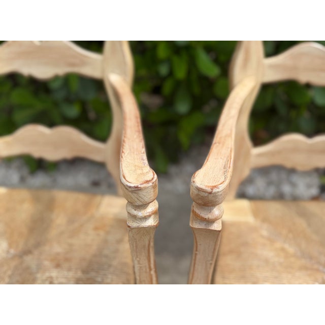 Vintage Louis XV-Style Carved Accent Chairs With Rush Seats, Pair For Sale - Image 11 of 12