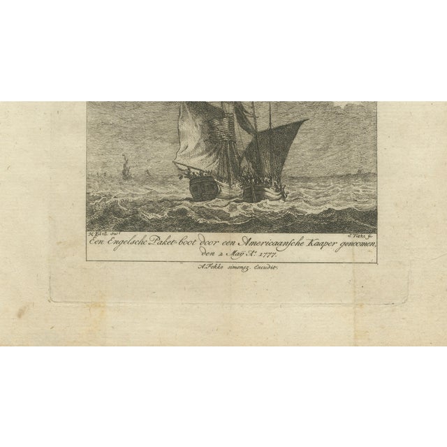 Late 18th Century Simon Fokke after Hendrik Kobell, American Privateer Captures an English Packet Boat, 1777, Paper For Sale - Image 5 of 9