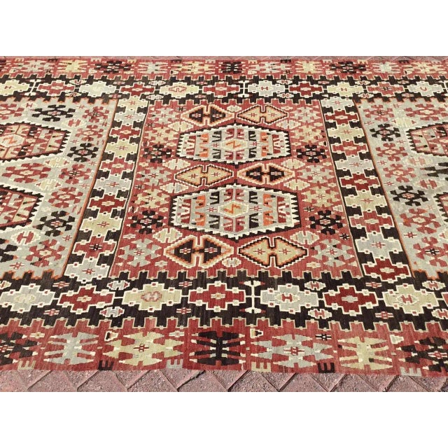 Mid-Century Modern Oversized Vintage Turkish Kilim Rug - 70" X 142" For Sale - Image 3 of 11