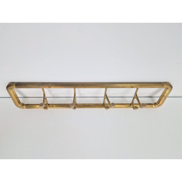 Vintage Art Deco Brass Wall Coat Rack with Folding Hooks, 1930 For Sale - Image 4 of 9