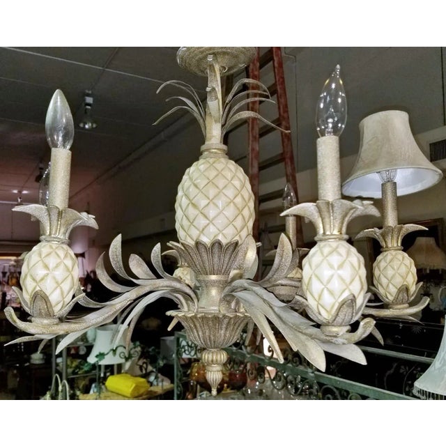 1980s Quoizel Pineapple Tole Chandelier Chairish