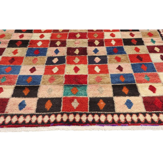 Vintage Persian Lori Checkerboard Rug - 04'01 X 06'01 For Sale - Image 4 of 9