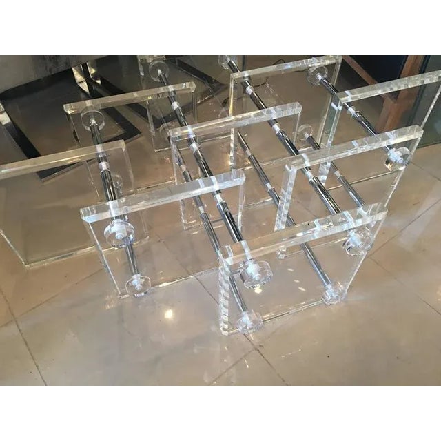 Hollywood Regency Lucite and Chrome Coffee Cocktail Table For Sale - Image 4 of 12