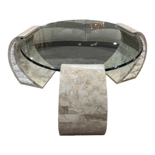 1990s Magnussen Tessellated Stone & Glass Top Coffee Table For Sale