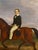 A charming equestrian oil on canvas depicting a young rider on horseback in a lush English countryside. Beautifully...