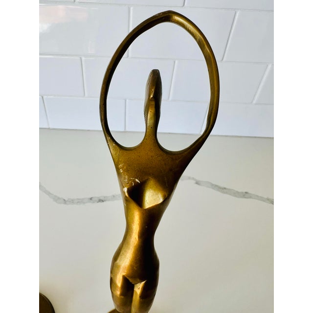 Mid-Century Brass Dancing Figurines Statues- a Pair For Sale In Greenville, SC - Image 6 of 9