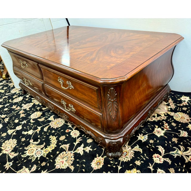 Late 20th Century Councill Carved Mahogany Coffee Table With 8 Drawers For Sale - Image 5 of 7