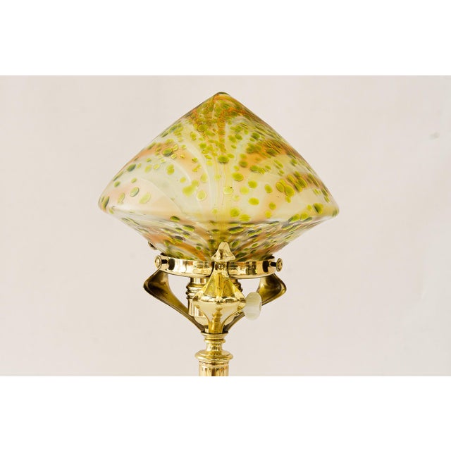 Antique Table Lamp with Loetz Glass Shade, 1908 For Sale - Image 11 of 17