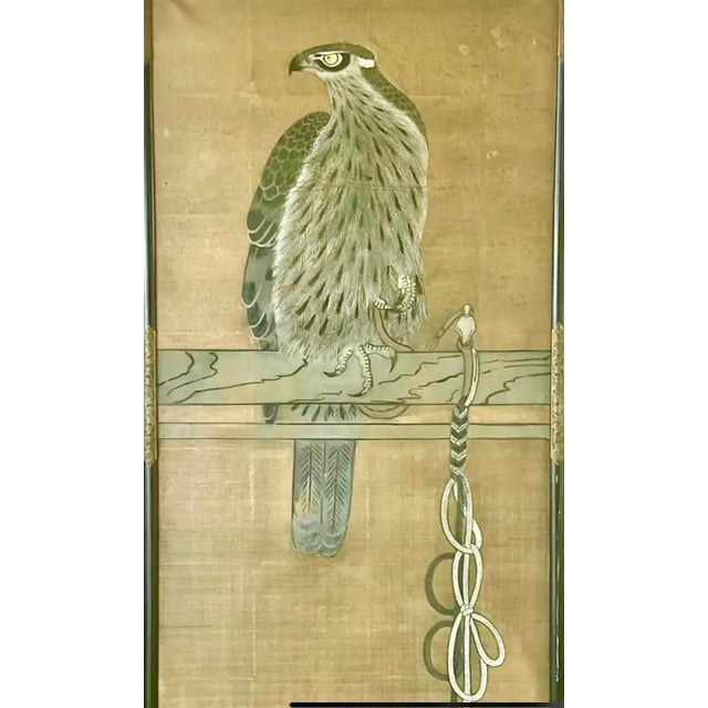 Japanese Falconry Watercolor Panels, Set of Three For Sale In Tampa - Image 6 of 11