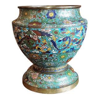 Japanese Meiji Champleve and Bronze Urn For Sale