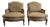 Heather Green Wool Bergere Chairs, a Pair For Sale