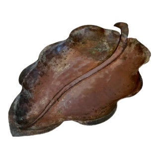 Vintage Italian Patinated Copper Leaf Bowl For Sale