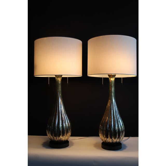 Mid-Century Modern Mid 20th Century Italian Avventurina Influence Mirrored Lamps - a Pair For Sale - Image 3 of 12