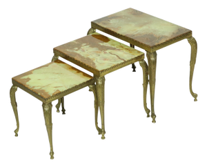 Hollywood Regency Nesting Tables in Onyx and Marble, 1950s, Set of 3