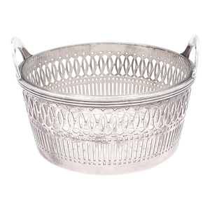 Silver Plate Basket With Glass Liner, England Circa 1930