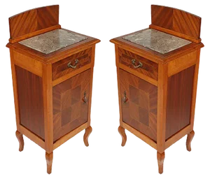 Antique Mahogany & Walnut Inlaid Nightstands, Set of 2