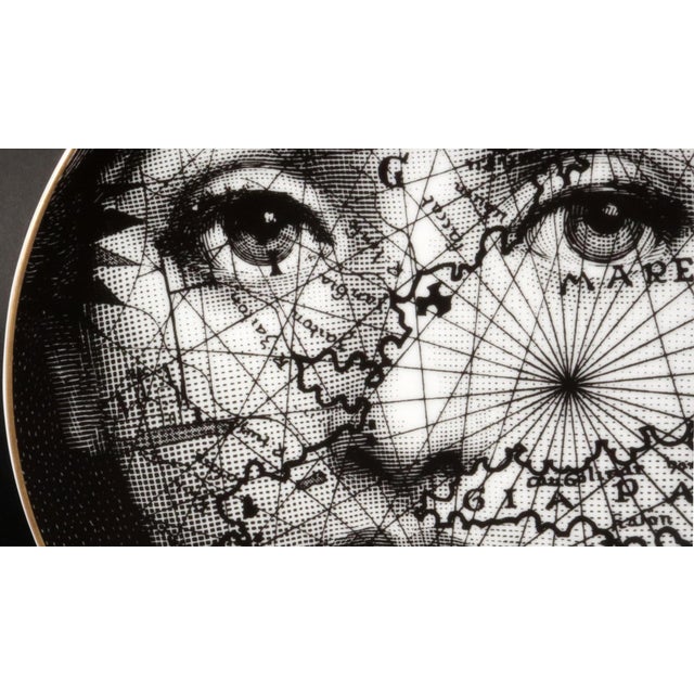 Mid-Century Modern Piero Fornasetti Rosenthal Porcelain Themes & Variation Plate, Map Pattern, Motiv 31, With Original Box For Sale - Image 3 of 12