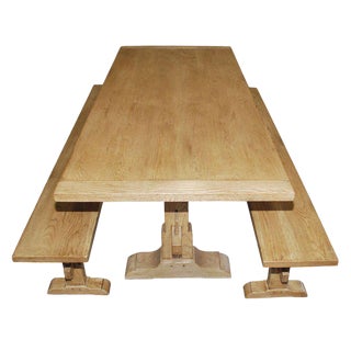 Vintage Oak Expandable Trestle Table, Built to Order For Sale