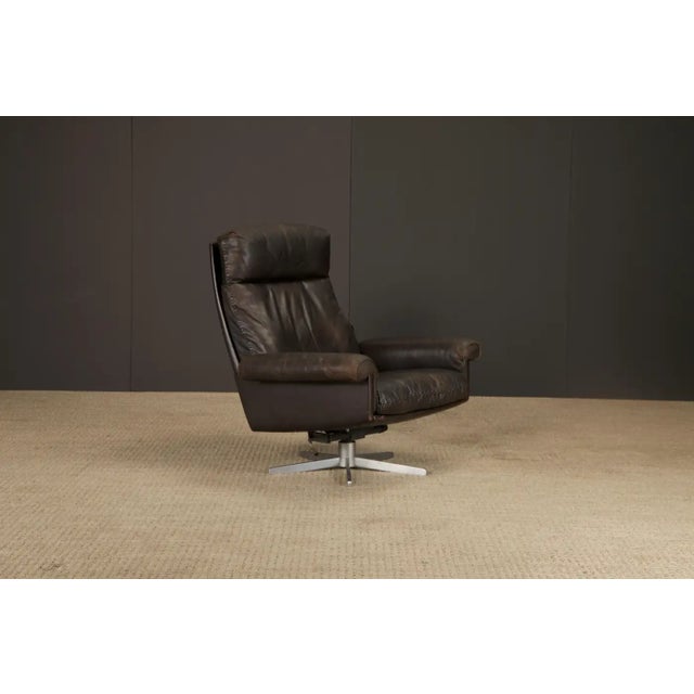 De Sede Ds-31 Swivel Chair in Hand-Stitched Dark Brown Leather Switzerland 1970s For Sale - Image 14 of 16