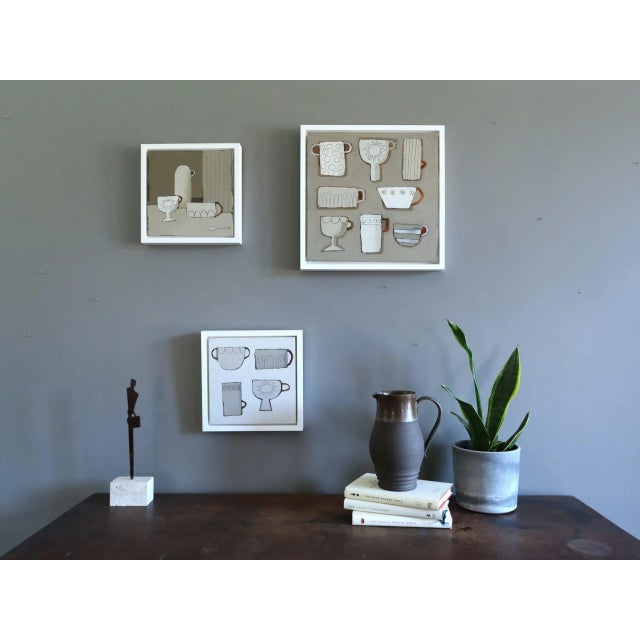 Contemporary 2025 Contemporary 'Sunny Cup' Minimalist Naive Style Still Life Acrylic Painting by British Artist Annemarie Derrick, Framed For Sale - Image 3 of 12