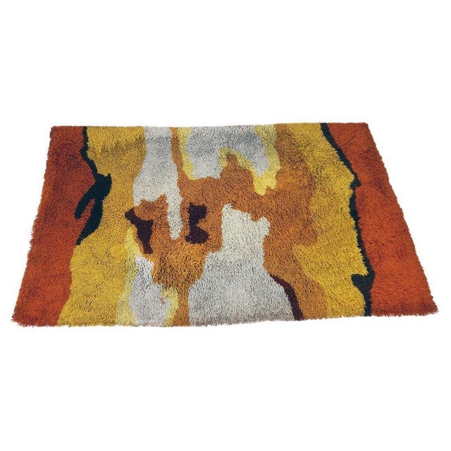 Italian Burned Orange and Beige Lounge Rug, 1960s For Sale - Image 10 of 10