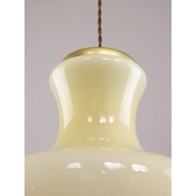 Mid-Century Modern Italian Brass and Yellow Glass Pendant Lamp For Sale - Image 14 of 16