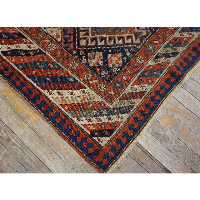 Tribal Charming Navy Blue Background Color With Elegant Diamond a Geometric Design Antique Persian Tribal Runner Rug For Sale - Image 3 of 13