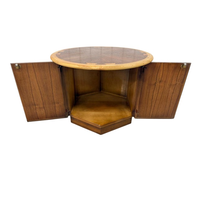 Wood Mid-Century Modern Lane Acclaim Round Walnut Side Tables - Set of 2 - Refinished For Sale - Image 7 of 8