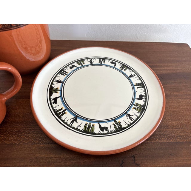 Late 20th Century Peruvian Earthenware Artisanal Serving Set of 5 For Sale - Image 9 of 11