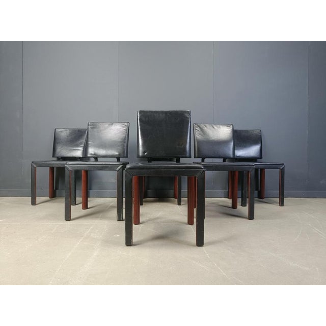 Vintage Leather Dining Chairs from Durlet, 1980s, Set of 6 For Sale - Image 9 of 12