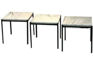 1970s Mid-Century Modern Marble Top Nesting Tables - Set of 3