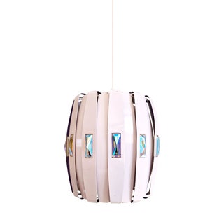 Scandinavian Pendant Light in White Lacquered Metal and Prismatic Glass by Werner Schou for Coronell Elektro, 1960s For Sale