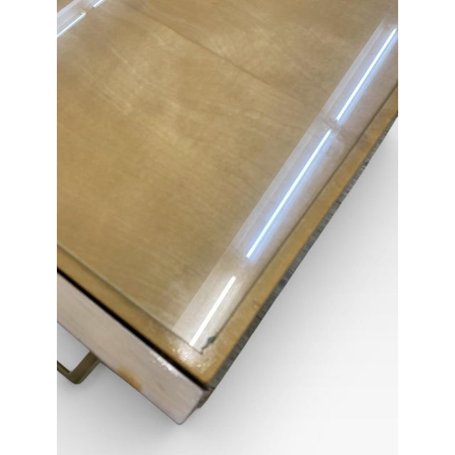 Metal Mid-Century Bedside Table with Drawers in Maple Veneer with Brass Handles and Glass Top, Germany, 1950s-1960s For Sale - Image 7 of 9