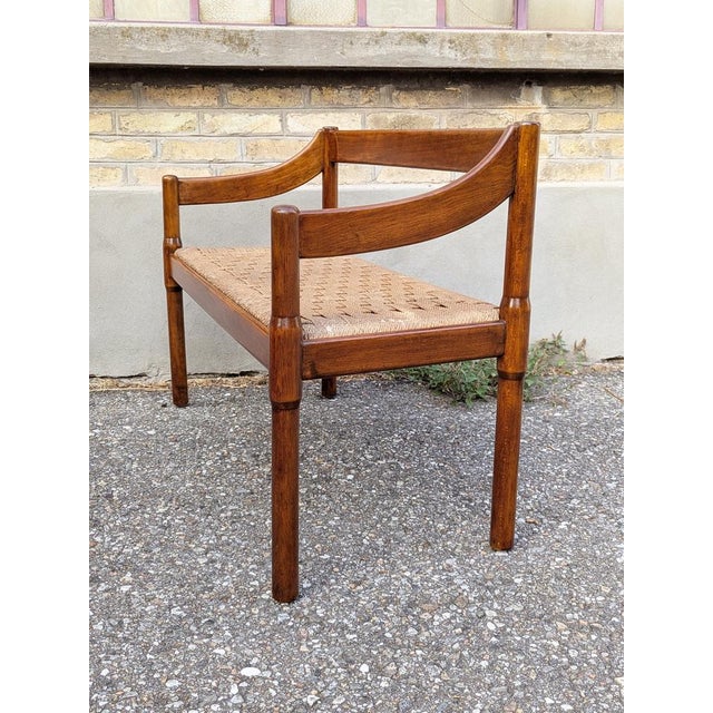 Walnut and Rope Carimate Bench by Magistretti for Cassina, 1963 For Sale - Image 14 of 18