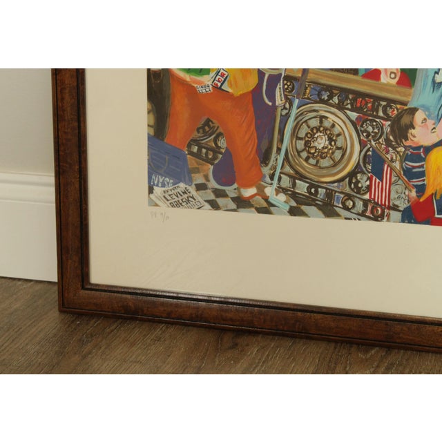 Brown Robert Cenedella '2001- A Stock Odyssey' Pencil Signed Giclee, Large Framed Fine Art Print For Sale - Image 8 of 13