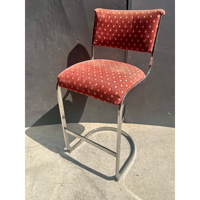 Set of 4 1970s Milo Baughman Style Modernist Chrome Bar Stools by Cal-Style – Project Set For Sale - Image 10 of 17