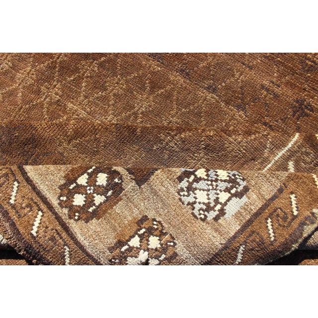 Vintage Turkish Kars Rug With a All-Over Lattce Design in Brown Tones 6'4 X 9'7 For Sale - Image 9 of 11