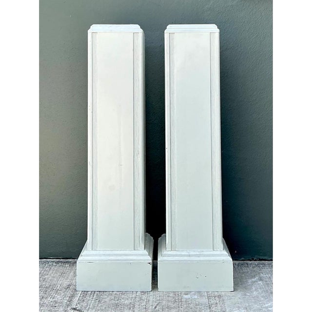 Vintage Architectural Wood Pedestals - A Pair For Sale - Image 10 of 12